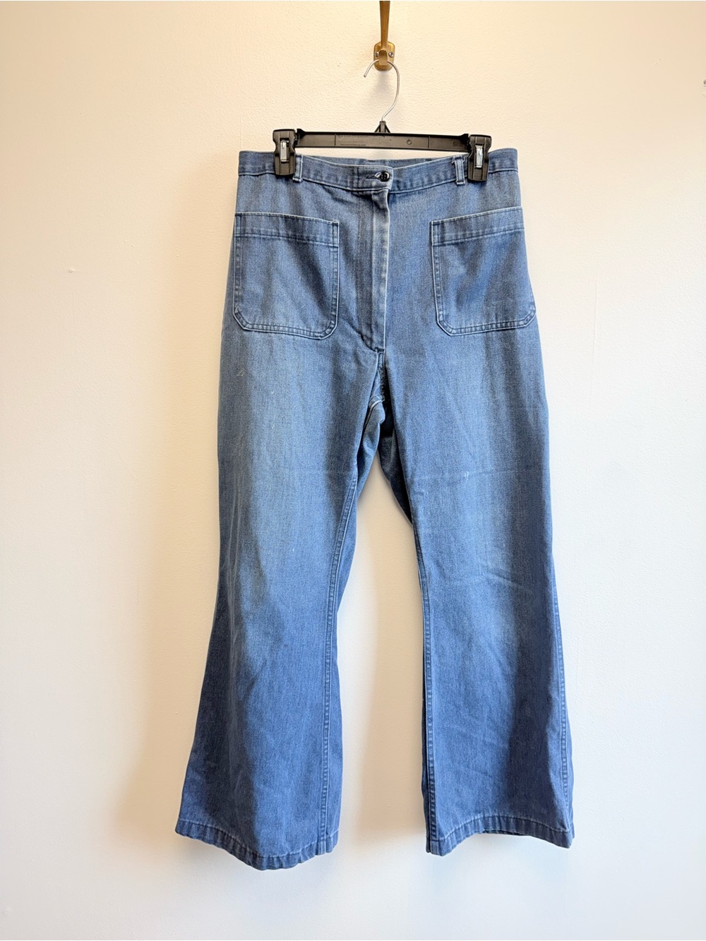 Vintage 70s US Navy Bell Bottom Denim Sailor Pants Stencil Classic Military Work
